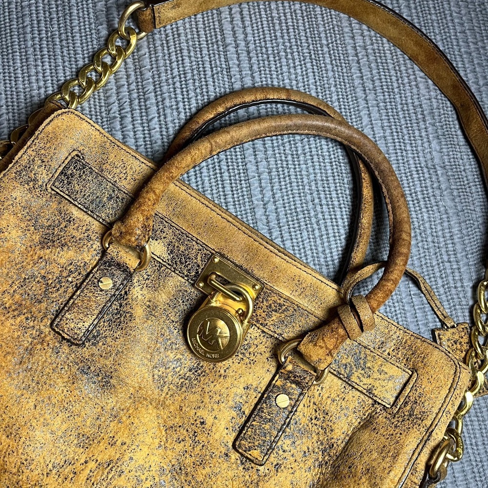 Michael Kors East West Hampton Tote Bag MK Signature Canvas Brown Shoulder Bag - Picture 3 of 10